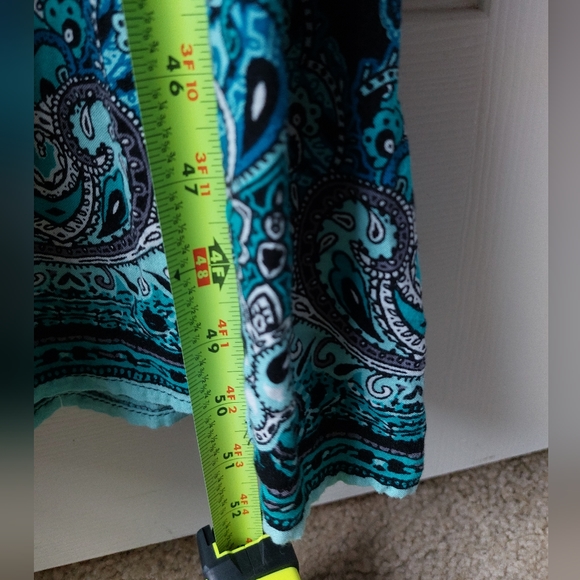 Xhilaration - Black & Blue Geometric Floral Spaghetti Strap Maxi Dress w/ Slit - Picture 9 of 10